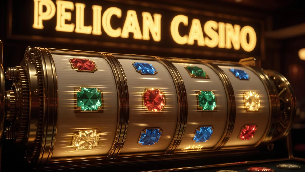 Slot reels and Pelican Casino emblem